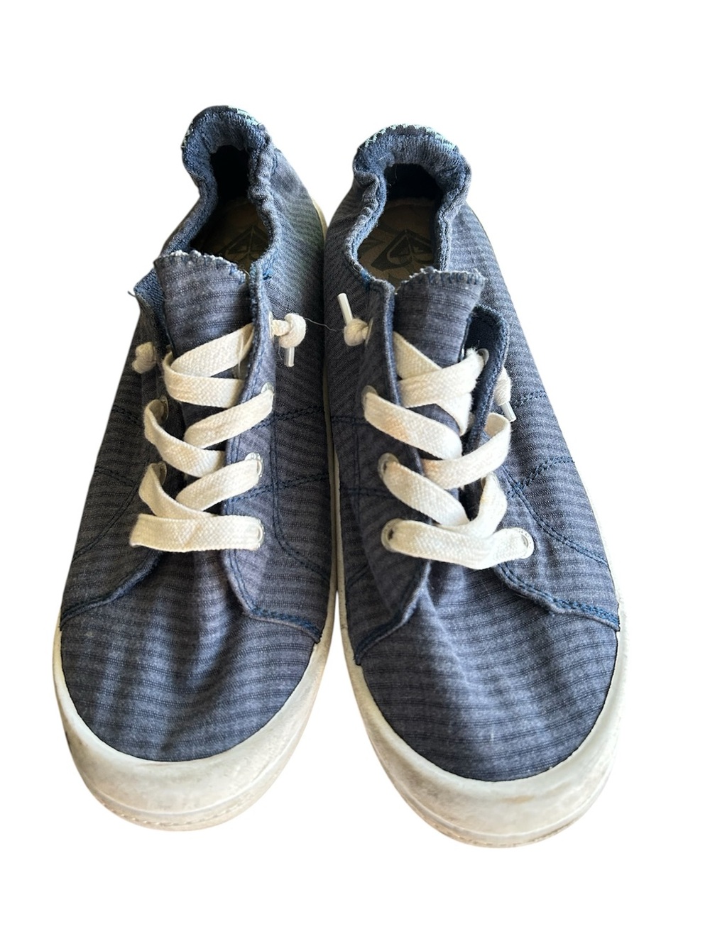 Roxy Navy Blue Canvas Low-Top Sneakers with White Laces